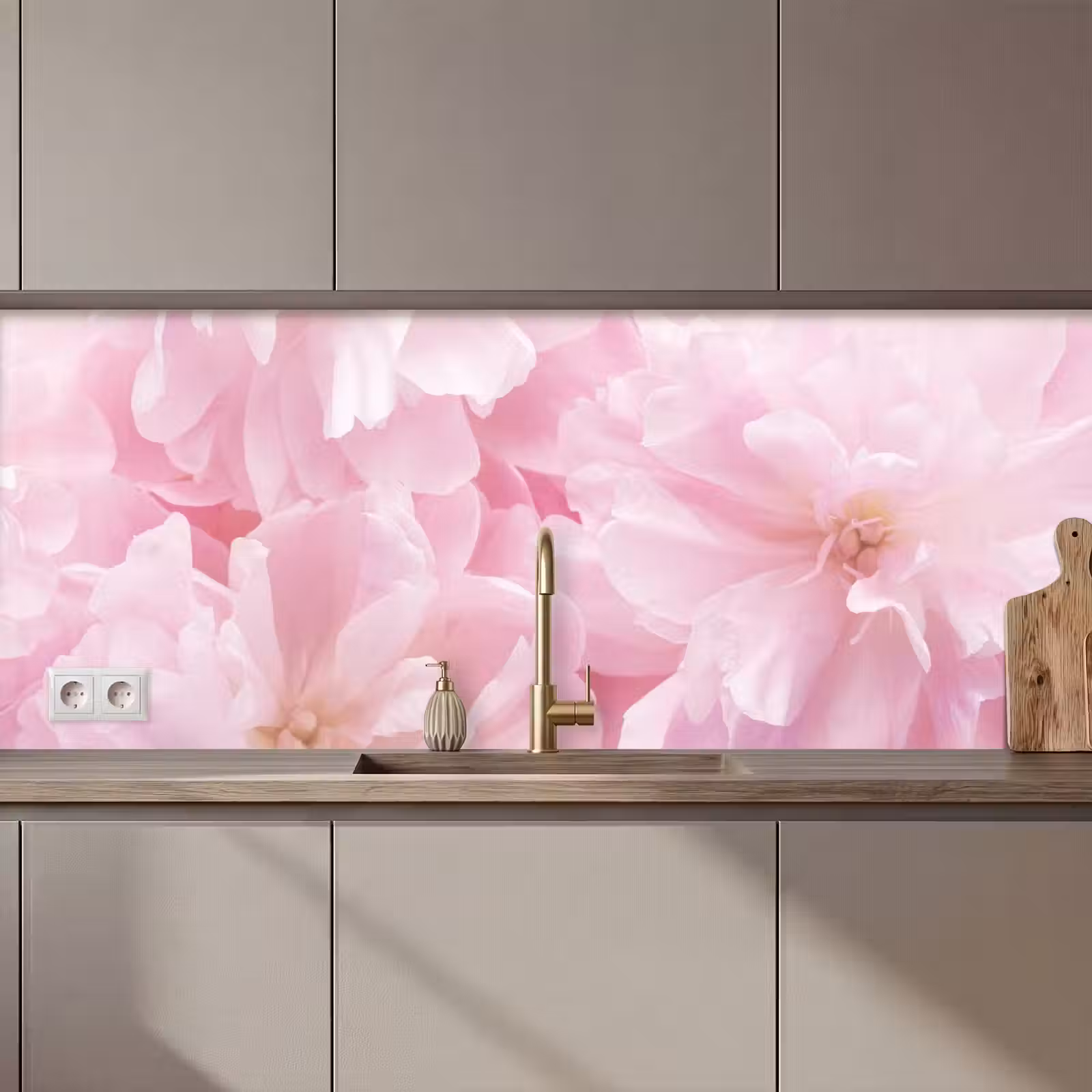 Keuken achterwand - Bloemenpracht - Bloemen - Roze - Pioenroos — 1
