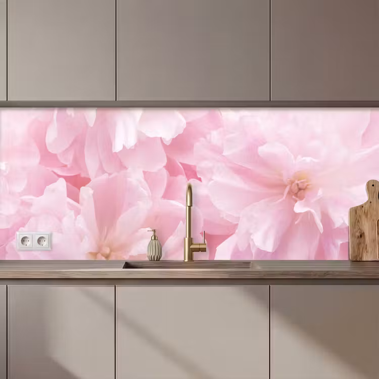 Keuken achterwand - Bloemenpracht - Bloemen - Roze - Pioenroos — 1
