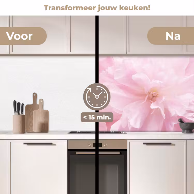 Keuken achterwand - Bloemenpracht - Bloemen - Roze - Pioenroos — 2