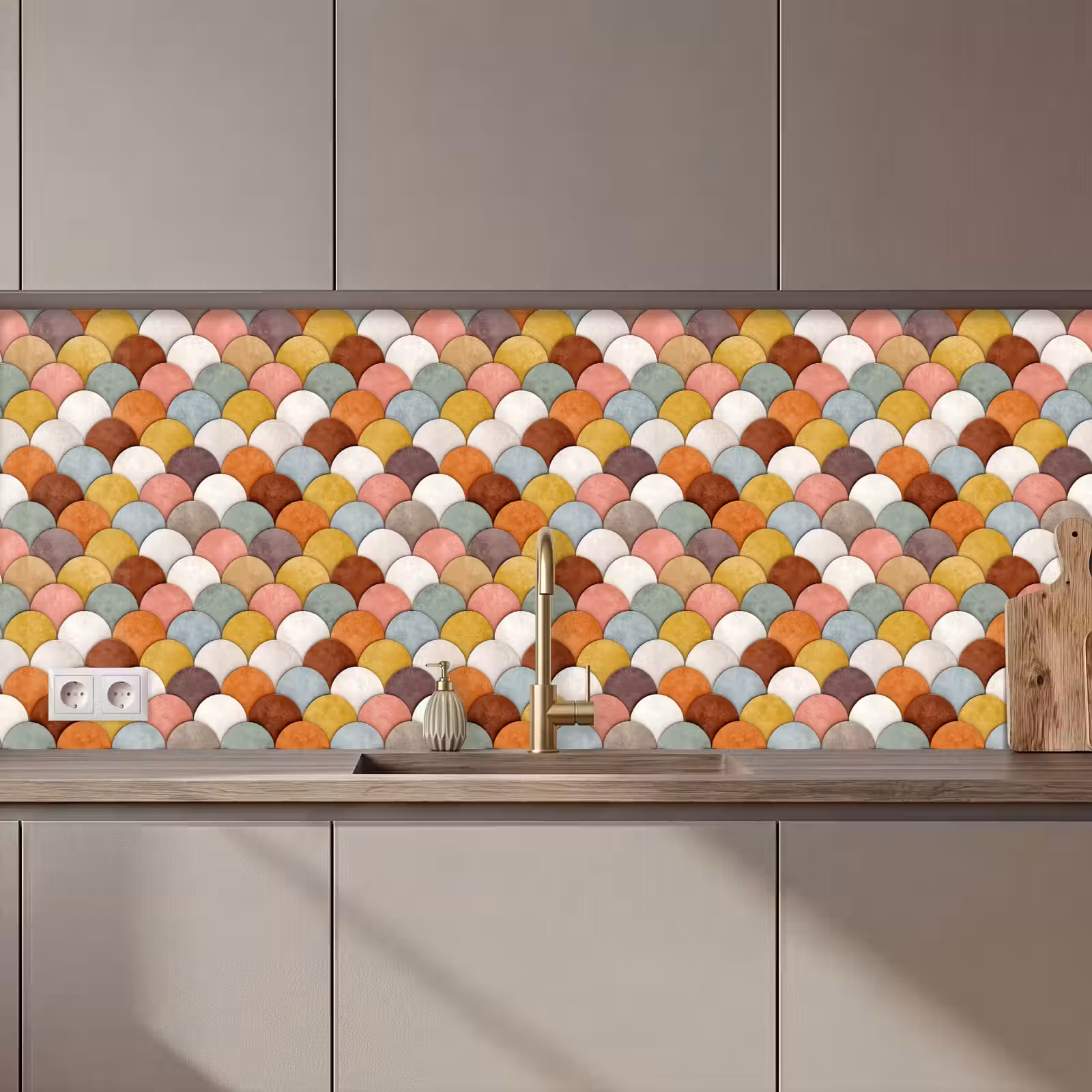 Keuken achterwand - Regenboog - Schubben - Aardetinten — 1