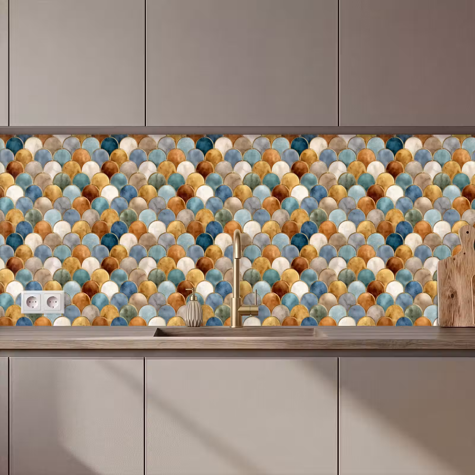 Keuken achterwand - Schubvorm - Aardetinten - Metallic - Glans — 1