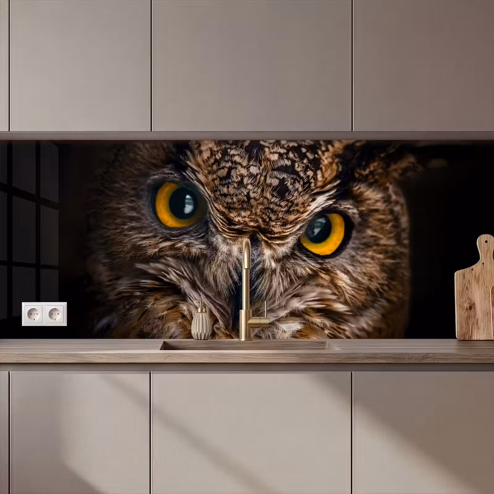Keuken achterwand - Uil - Dier - Oranje — 1
