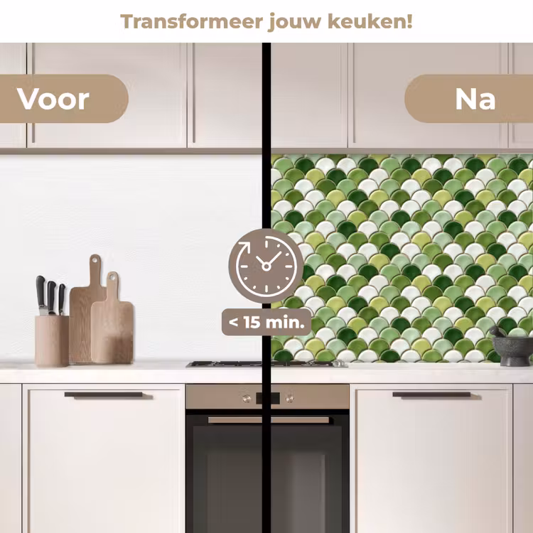 Keuken achterwand - Keramiek - Structuur - Groen - Wit — 2
