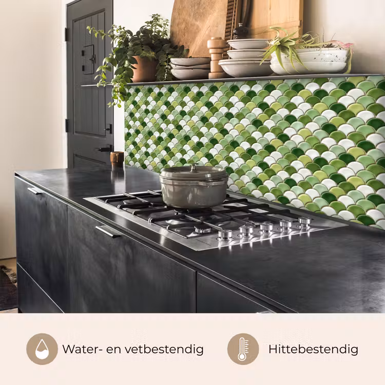 Keuken achterwand - Keramiek - Structuur - Groen - Wit — 3