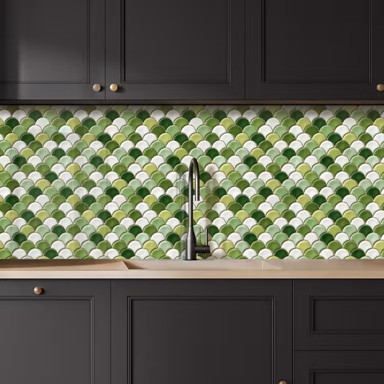 Keuken achterwand - Keramiek - Structuur - Groen - Wit — 6