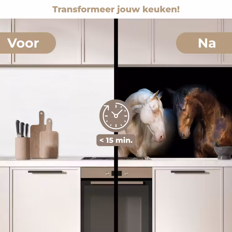 Keuken achterwand - Paard - Dieren - Zwart — 2