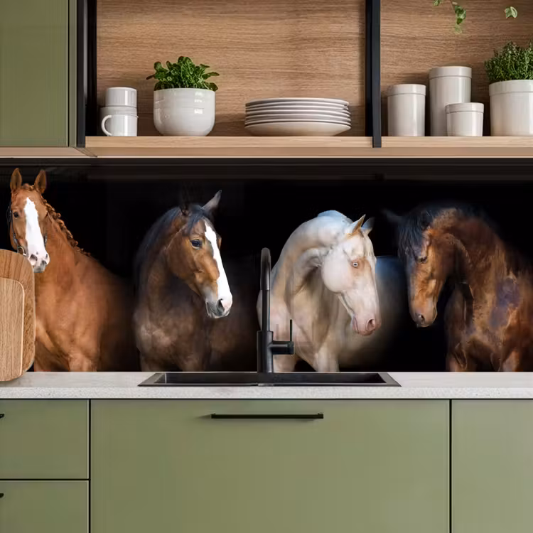 Keuken achterwand - Paard - Dieren - Zwart — 5