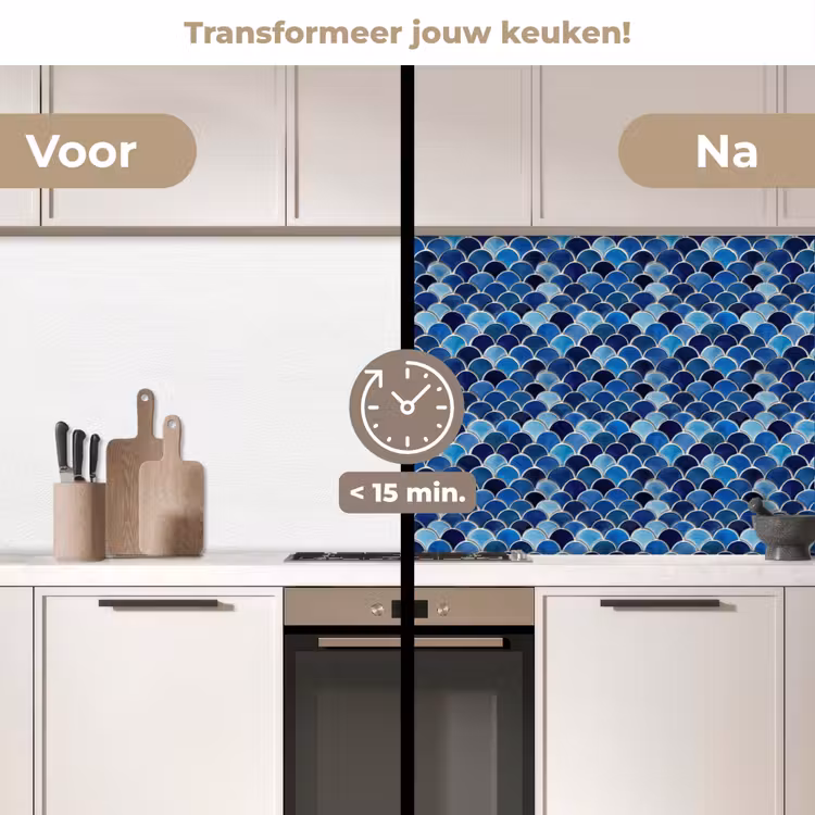 Keuken achterwand - Patroon - Vissenschubben - Blauw — 2