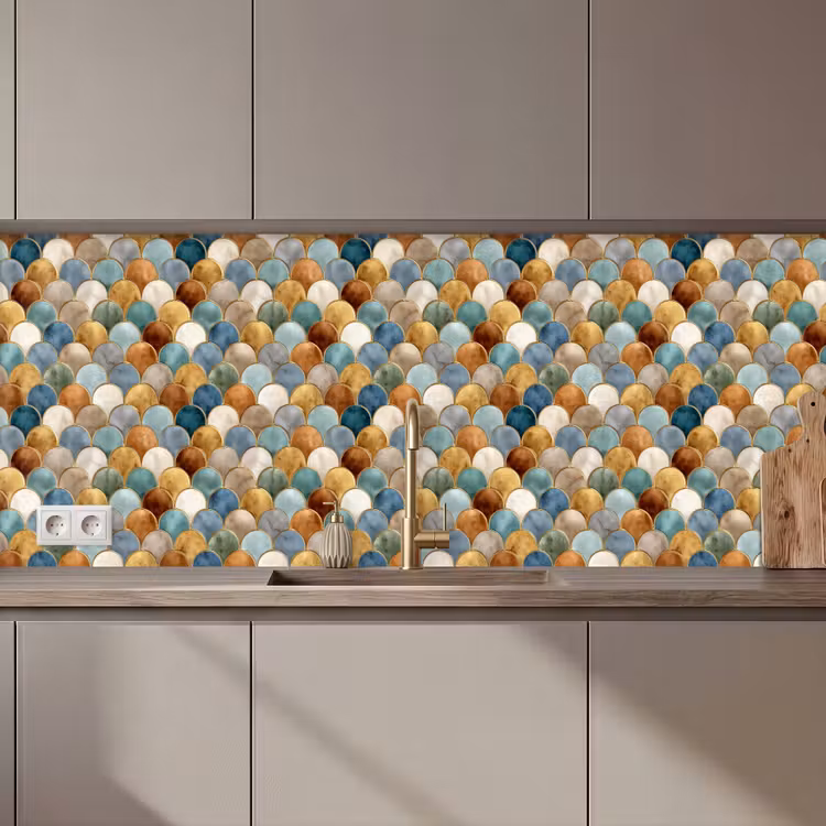 Keuken achterwand - Schubvorm - Aardetinten - Metallic - Glans — 1