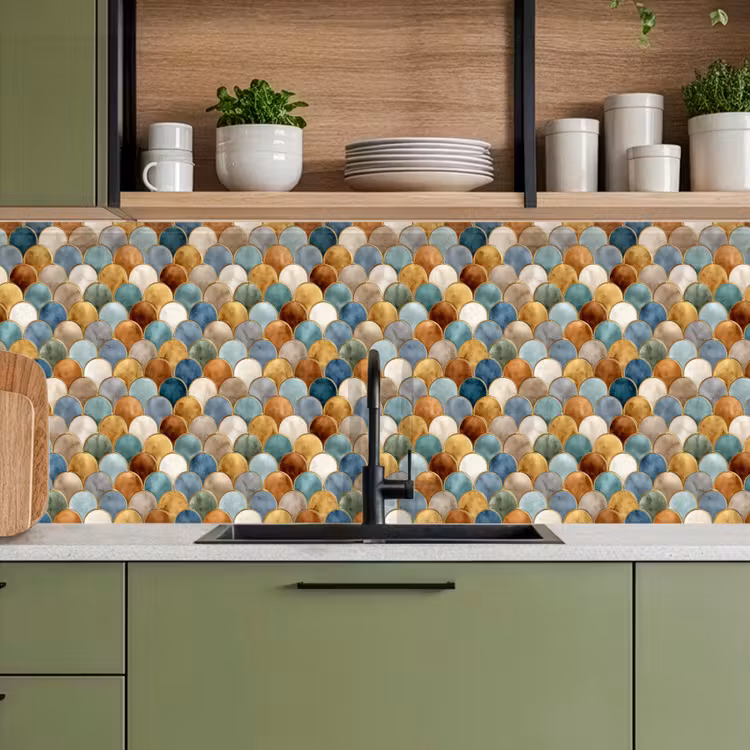Keuken achterwand - Schubvorm - Aardetinten - Metallic - Glans — 5
