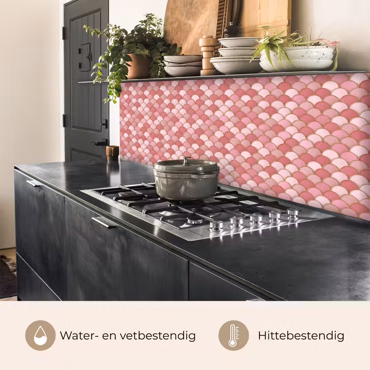 Keuken achterwand - Tegel - Patroon - Roze - Goud — 3
