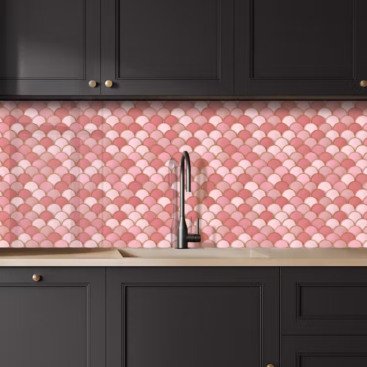 Keuken achterwand - Tegel - Patroon - Roze - Goud — 6