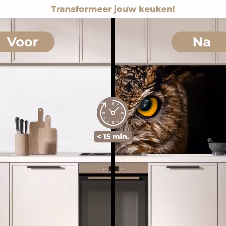 Keuken achterwand - Uil - Dier - Oranje — 2