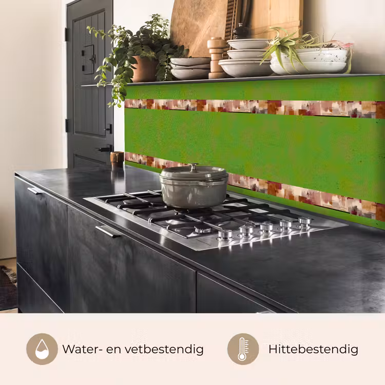 Keuken achterwand - Penseelstrepen - Herfstsymfonie - Bordeauxrood — 3