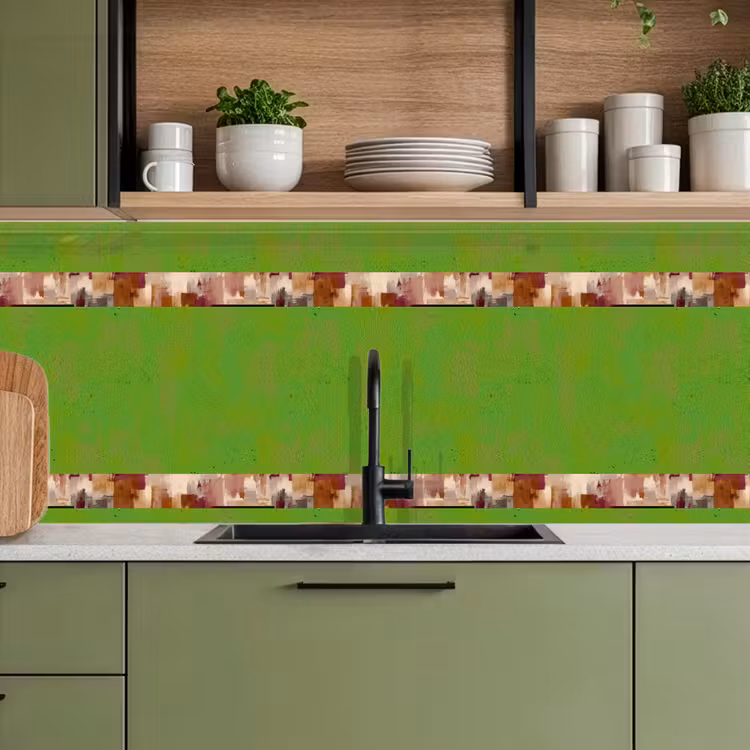 Keuken achterwand - Penseelstrepen - Herfstsymfonie - Bordeauxrood — 5