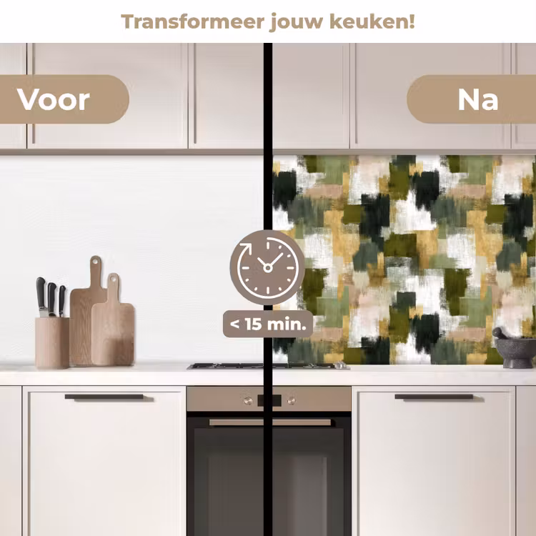 Keuken achterwand - Penseelstrepen - Mos - Groentinten — 2