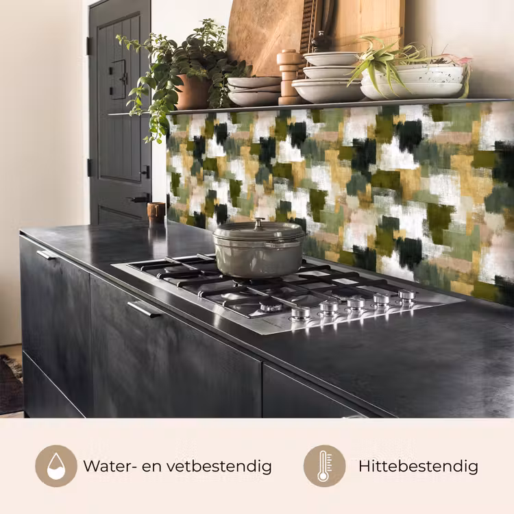 Keuken achterwand - Penseelstrepen - Mos - Groentinten — 3