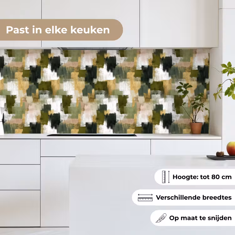 Keuken achterwand - Penseelstrepen - Mos - Groentinten — 4