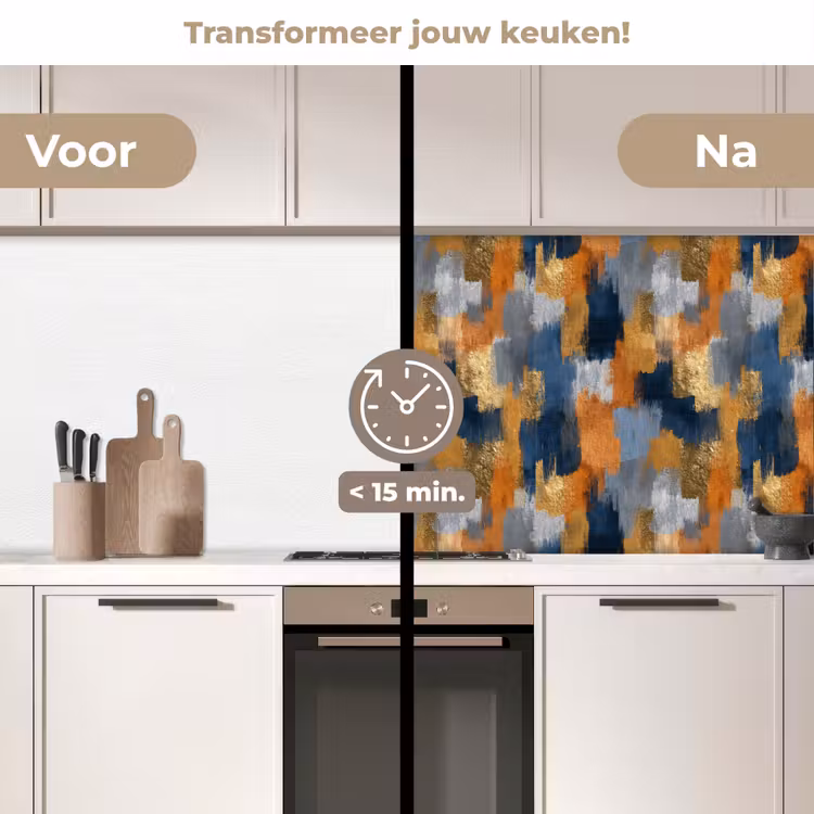 Keuken achterwand - Penseelstrepen - Ruw - Textuur - Koperblauw — 2