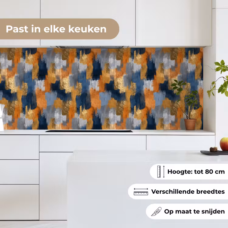 Keuken achterwand - Penseelstrepen - Ruw - Textuur - Koperblauw — 4