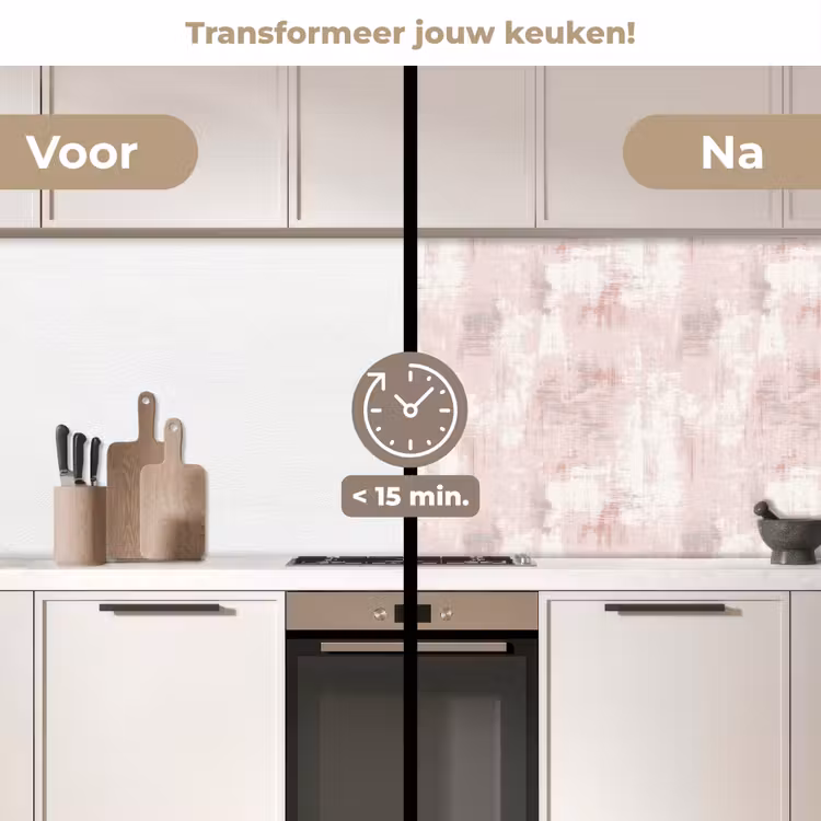 Keuken achterwand - Penseelstrepen - Verbleekte - Roze — 2