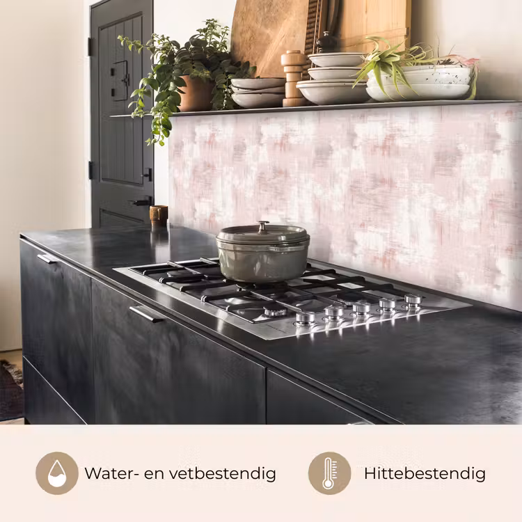 Keuken achterwand - Penseelstrepen - Verbleekte - Roze — 3