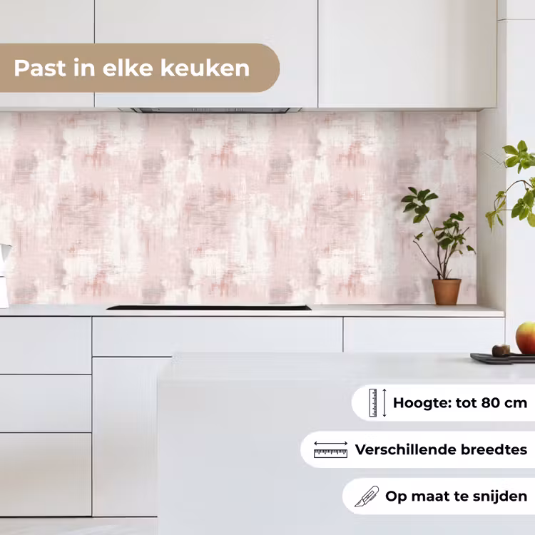 Keuken achterwand - Penseelstrepen - Verbleekte - Roze — 4