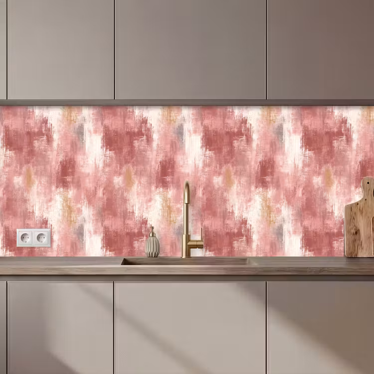 Keuken achterwand - Penseelstrepen - Verweerd - Roze — 1