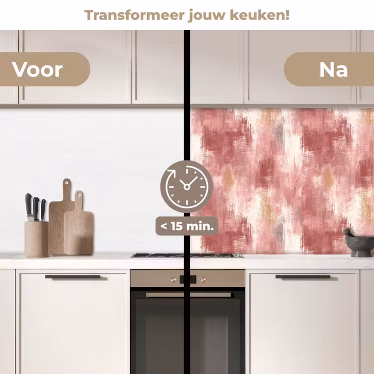 Keuken achterwand - Penseelstrepen - Verweerd - Roze — 2