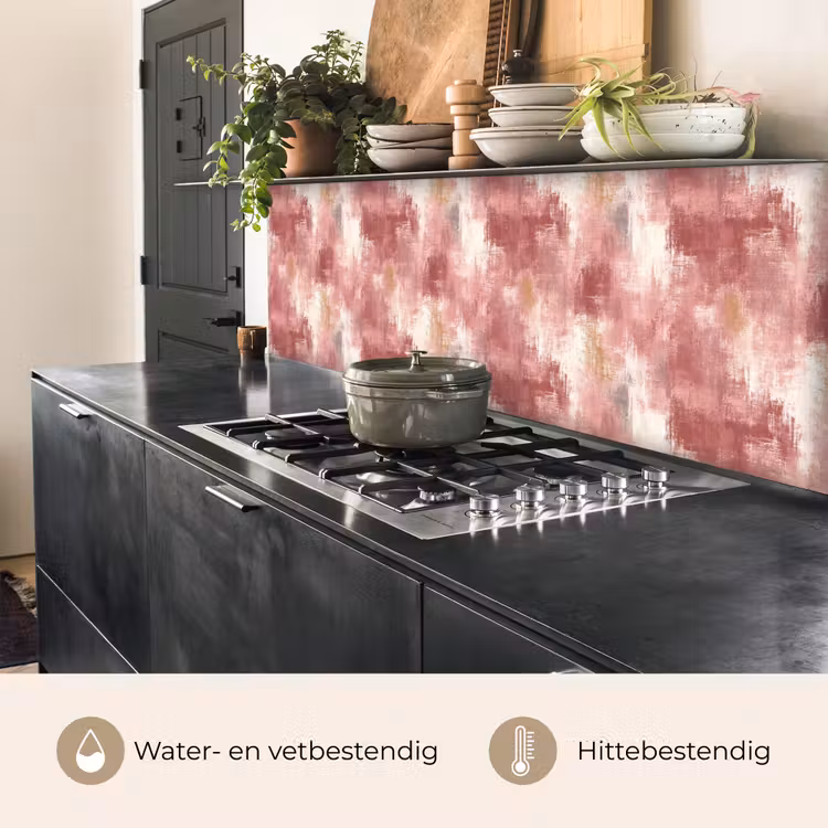 Keuken achterwand - Penseelstrepen - Verweerd - Roze — 3