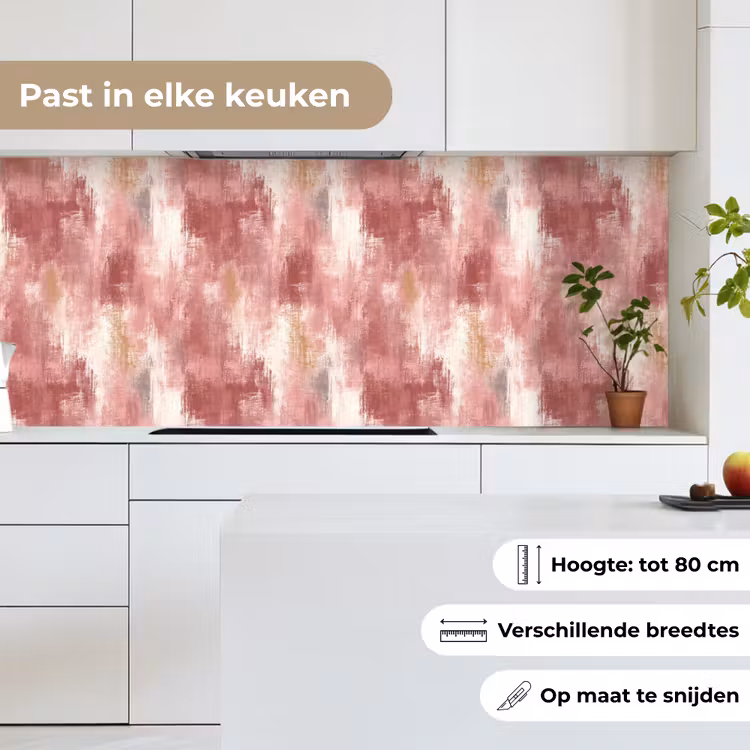 Keuken achterwand - Penseelstrepen - Verweerd - Roze — 4