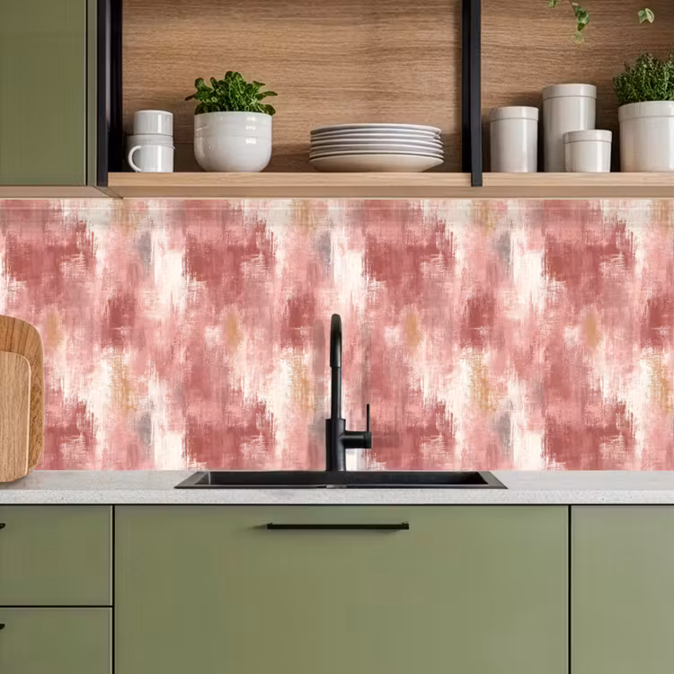 Keuken achterwand - Penseelstrepen - Verweerd - Roze — 5