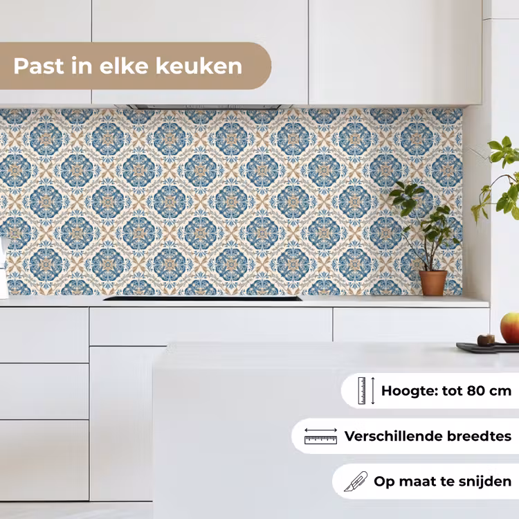 Keuken achterwand - Tegel - Patroon - Blauw - Goud — 4