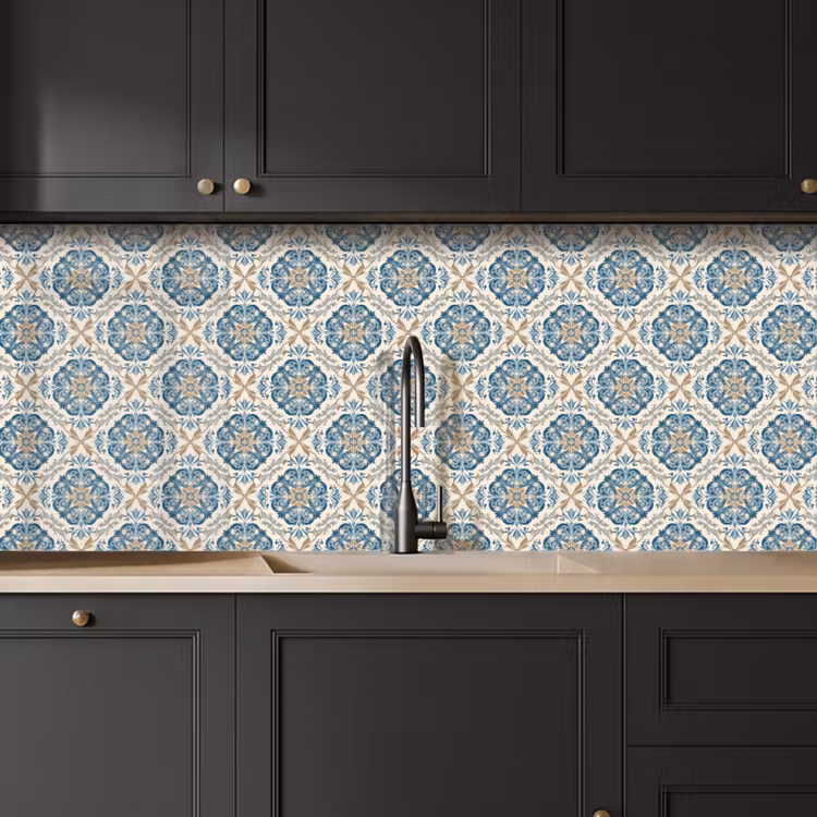 Keuken achterwand - Tegel - Patroon - Blauw - Goud — 6