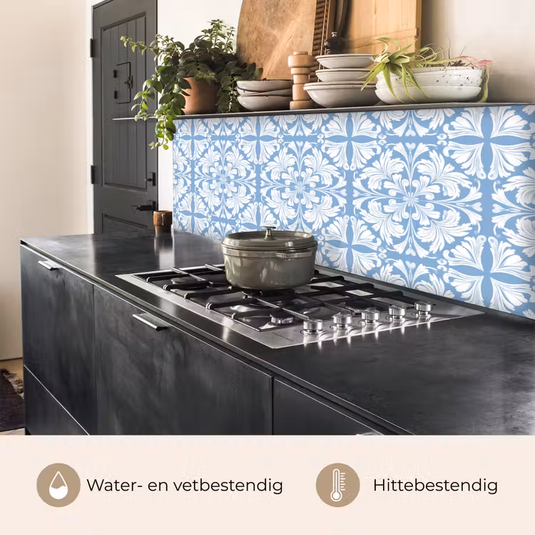 Keuken achterwand - Tegel - Patroon - Wit - Blauw — 3