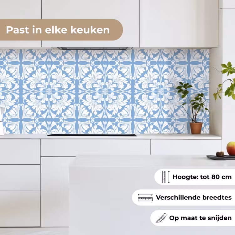 Keuken achterwand - Tegel - Patroon - Wit - Blauw — 4