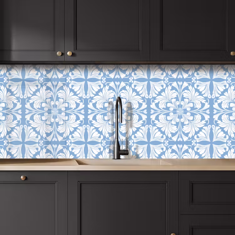 Keuken achterwand - Tegel - Patroon - Wit - Blauw — 6