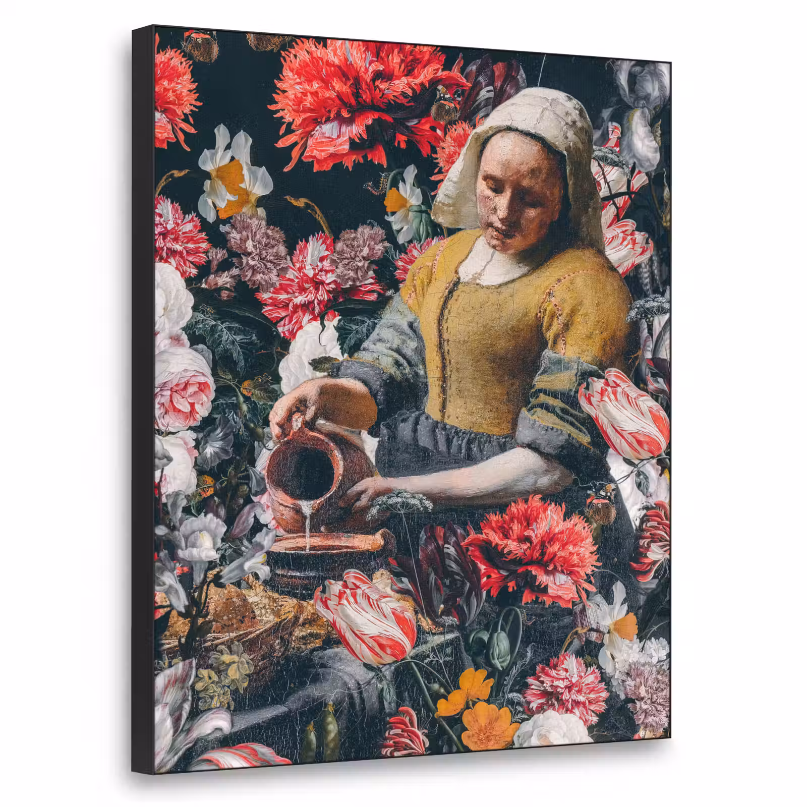 Art Frame - Melkmeisje - Johannes Vermeer - Bloemen - Roze — 1