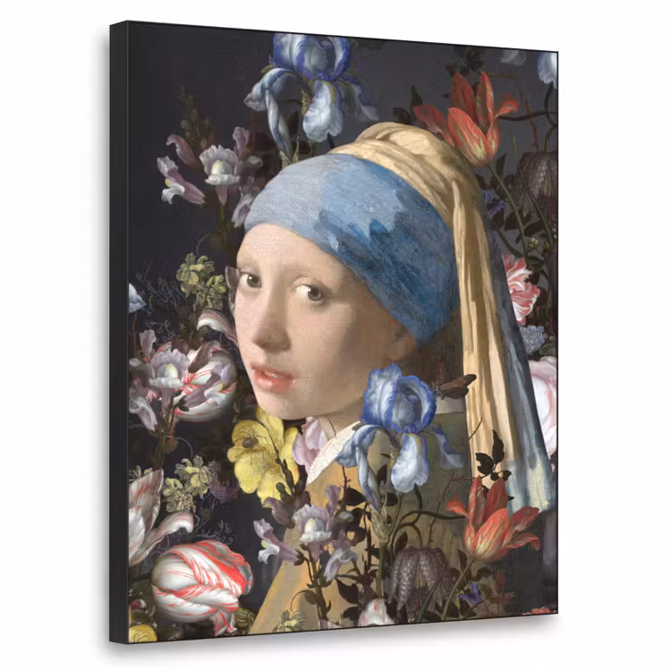 Art Frame - Meisje met de parel - Johannes Vermeer - Bloemen — 1