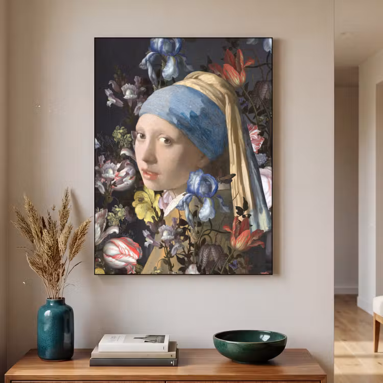 Art Frame - Meisje met de parel - Johannes Vermeer - Bloemen — 3