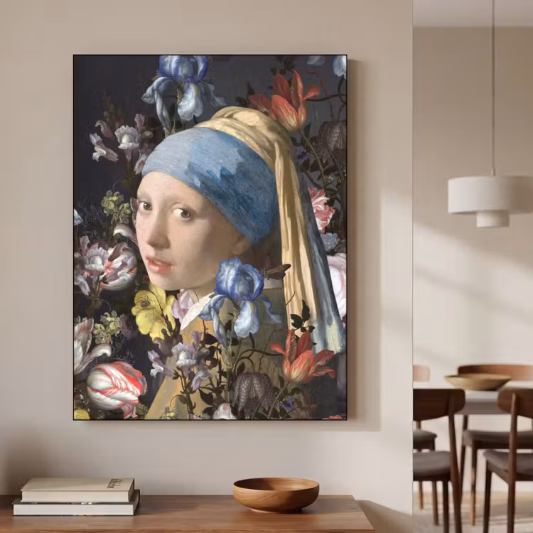 Art Frame - Meisje met de parel - Johannes Vermeer - Bloemen — 5