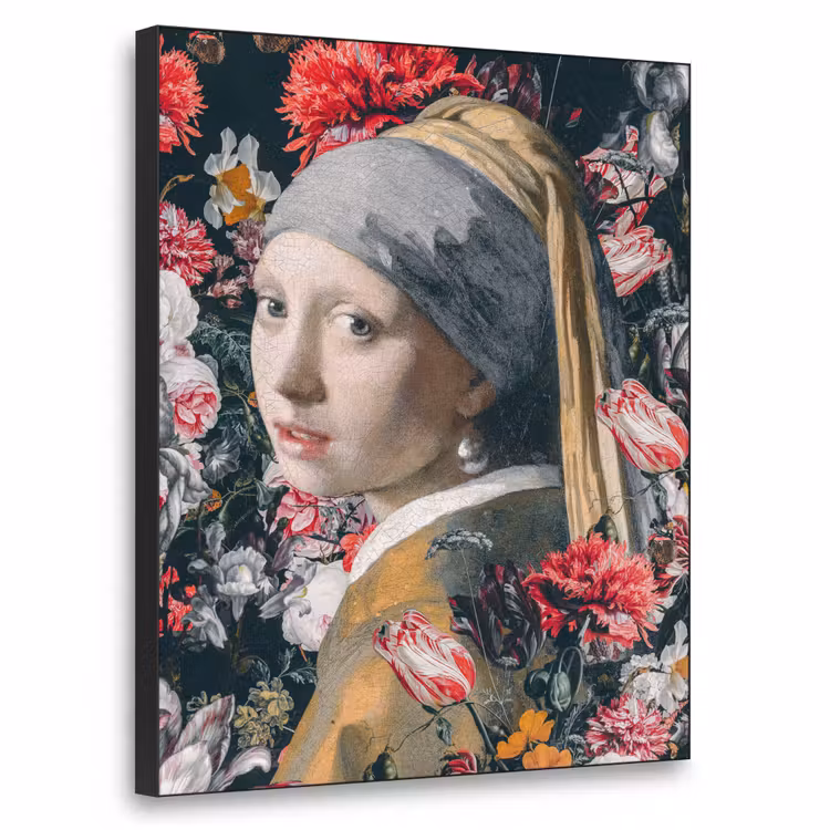 Art Frame - Meisje met de parel - Johannes Vermeer - Bloemen — 1