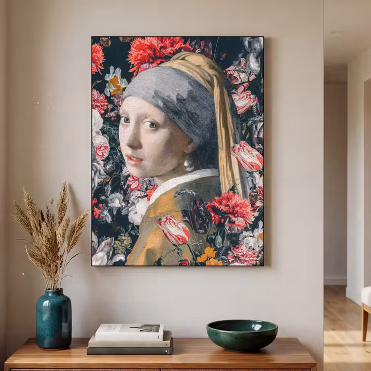 Art Frame - Meisje met de parel - Johannes Vermeer - Bloemen — 3