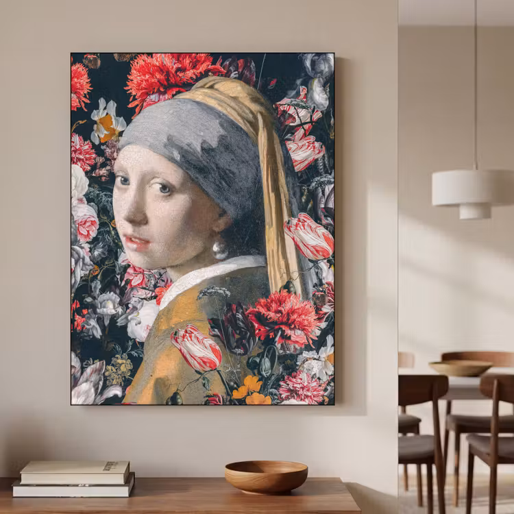 Art Frame - Meisje met de parel - Johannes Vermeer - Bloemen — 5