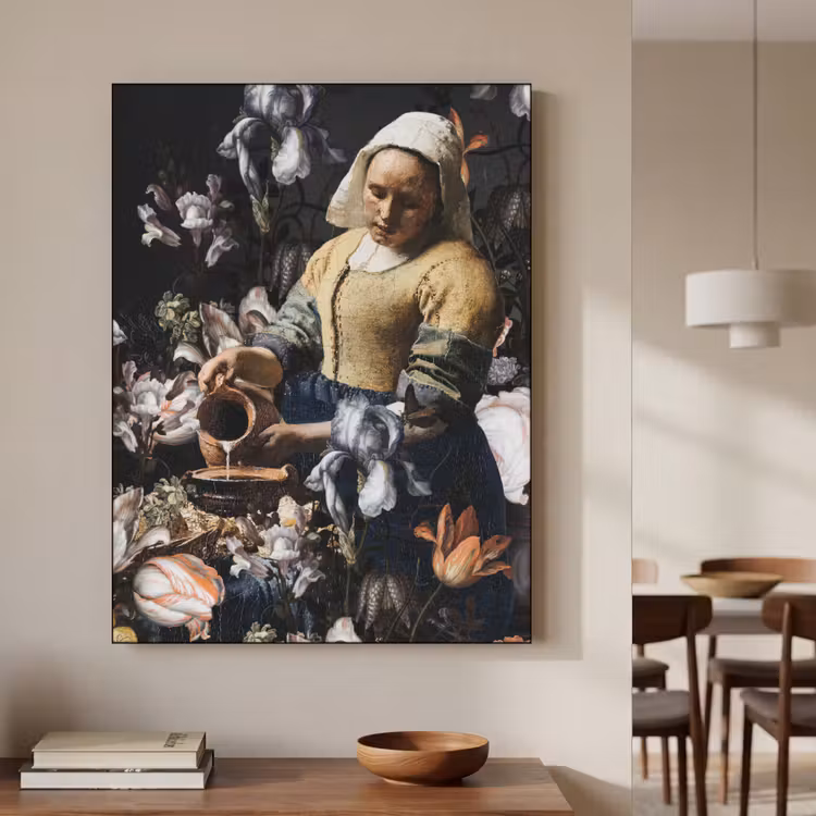 Art Frame - Melkmeisje - Johannes Vermeer - Bloemen - Blauw — 5