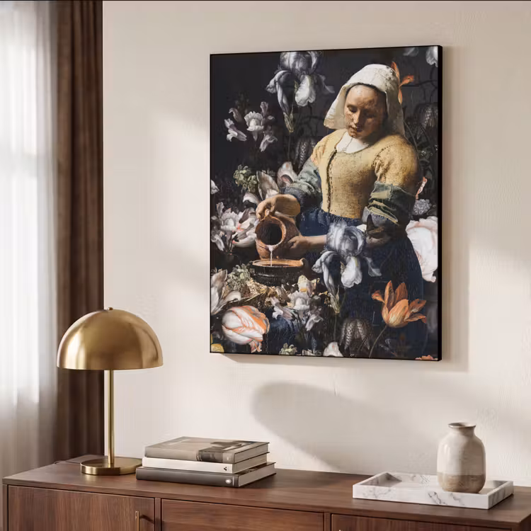 Art Frame - Melkmeisje - Johannes Vermeer - Bloemen - Blauw — 7