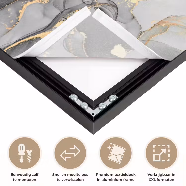 Art Frame - Marmer - Zwart - Goud - Grijs — 4