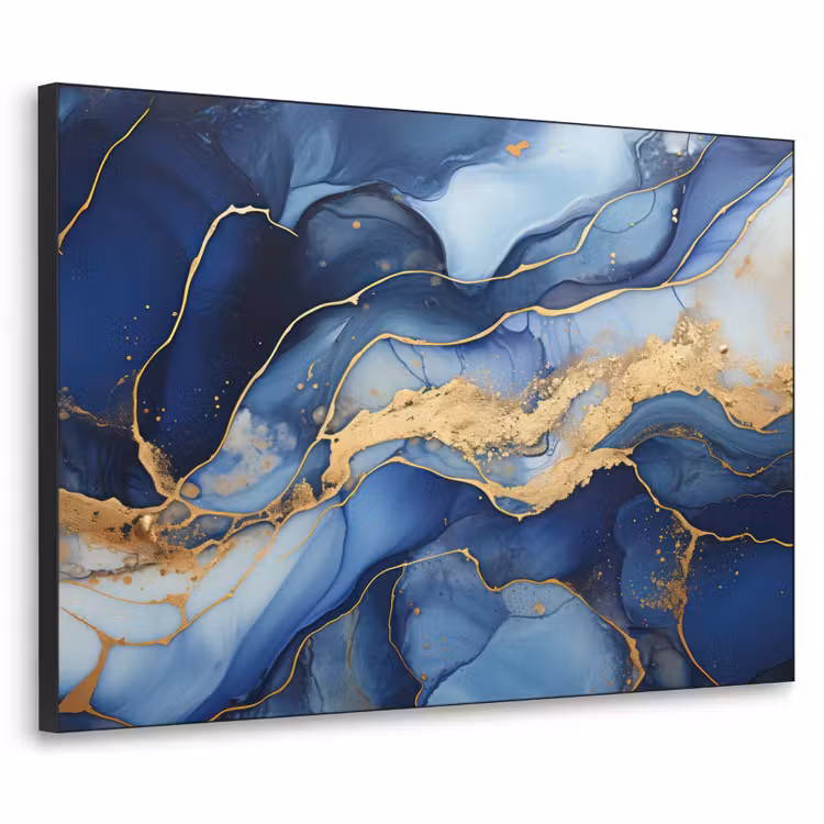 Art Frame - Marmer - Blauw - Goud - Abstract — 1