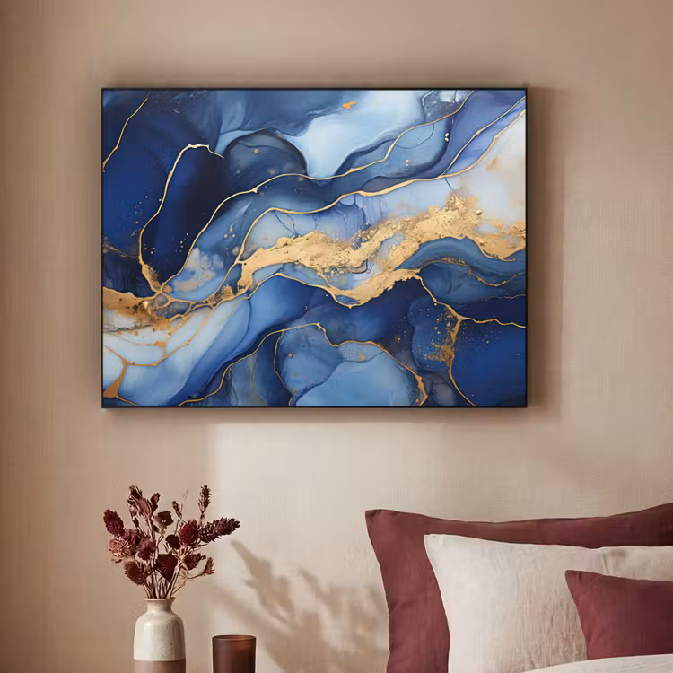 Art Frame - Marmer - Blauw - Goud - Abstract — 3