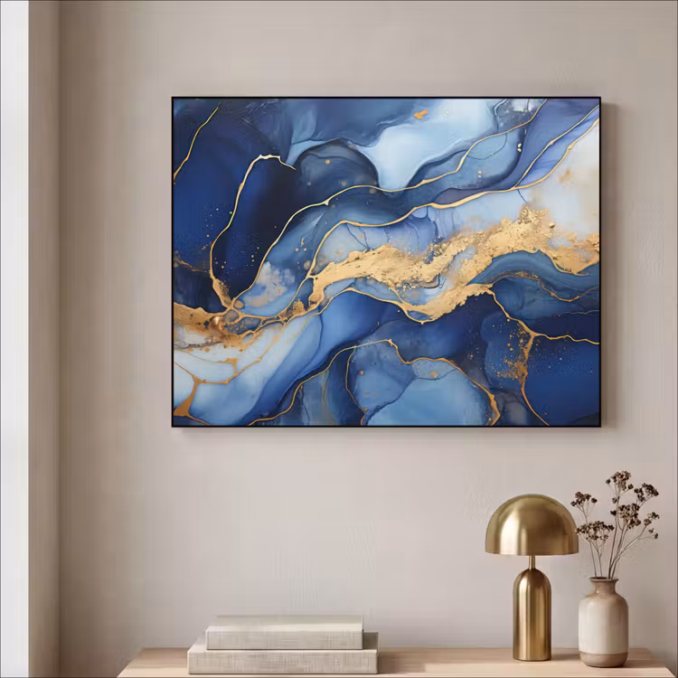 Art Frame - Marmer - Blauw - Goud - Abstract — 5